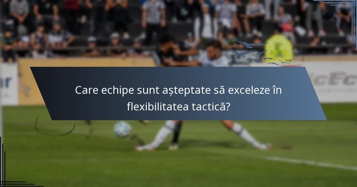 Care echipe sunt așteptate să exceleze în flexibilitatea tactică?