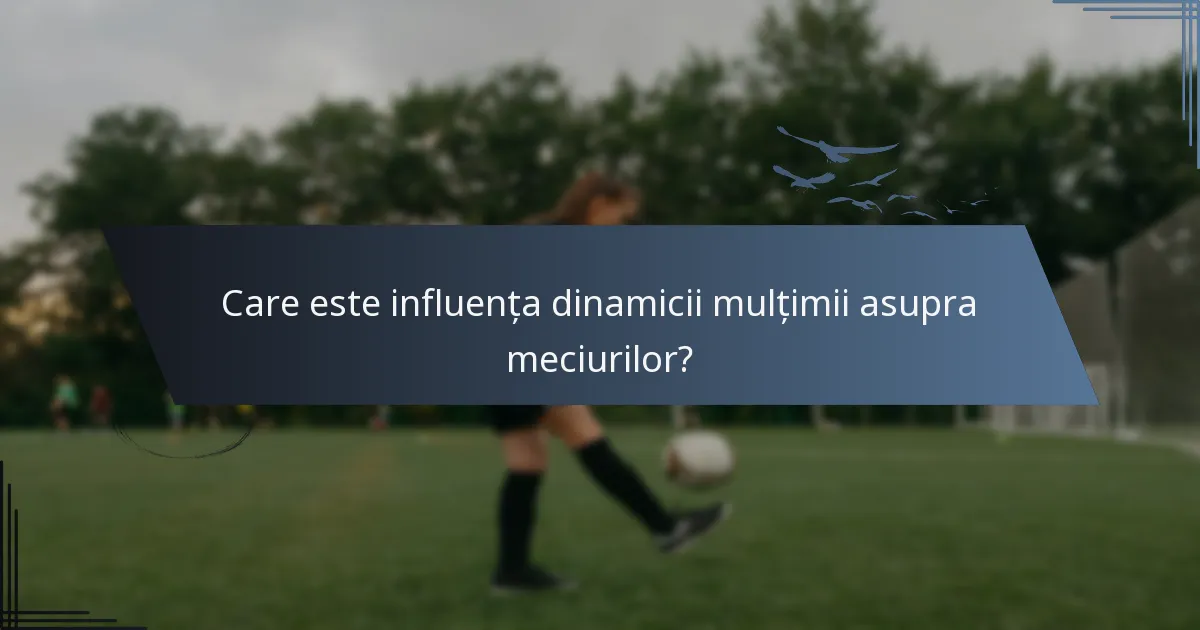 Care este influența dinamicii mulțimii asupra meciurilor?
