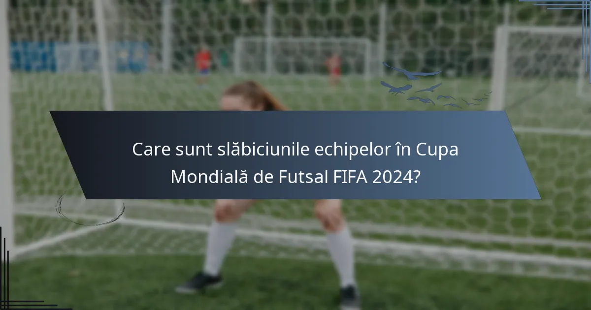 Care sunt slăbiciunile echipelor în Cupa Mondială de Futsal FIFA 2024?