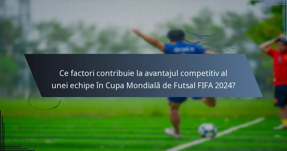 Ce factori contribuie la avantajul competitiv al unei echipe în Cupa Mondială de Futsal FIFA 2024?