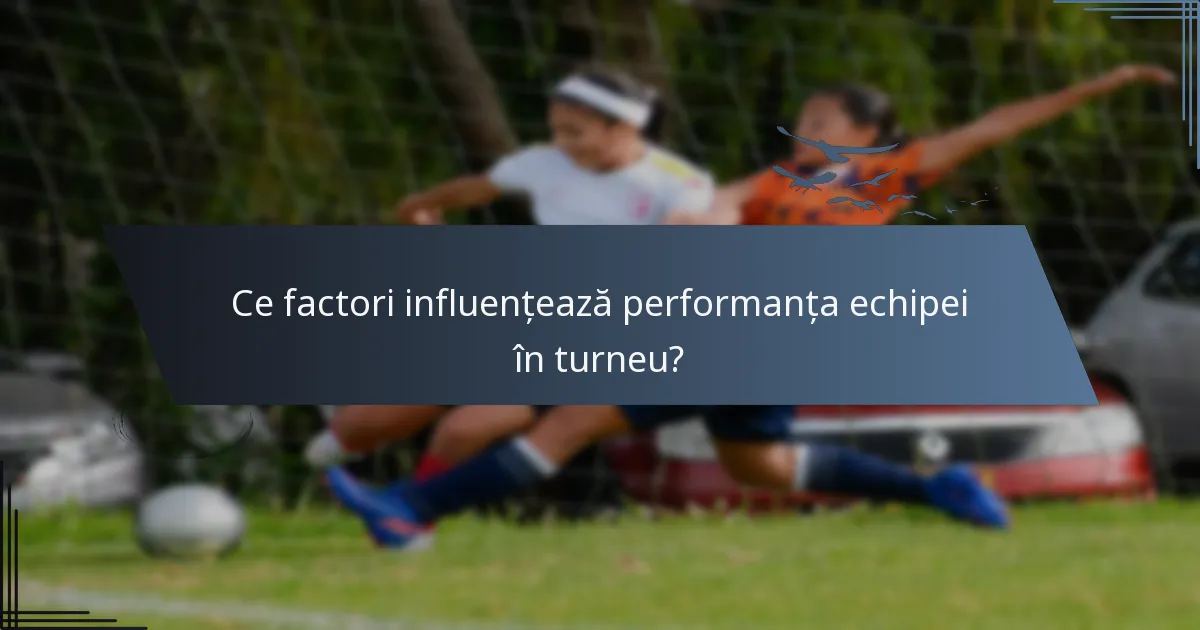 Ce factori influențează performanța echipei în turneu?