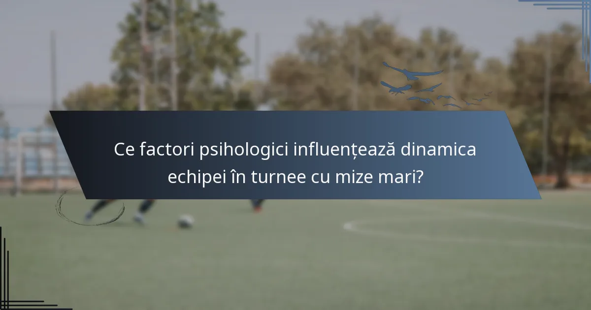 Ce factori psihologici influențează dinamica echipei în turnee cu mize mari?