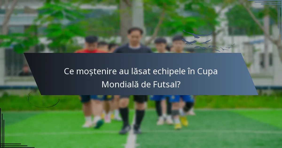 Ce moștenire au lăsat echipele în Cupa Mondială de Futsal?
