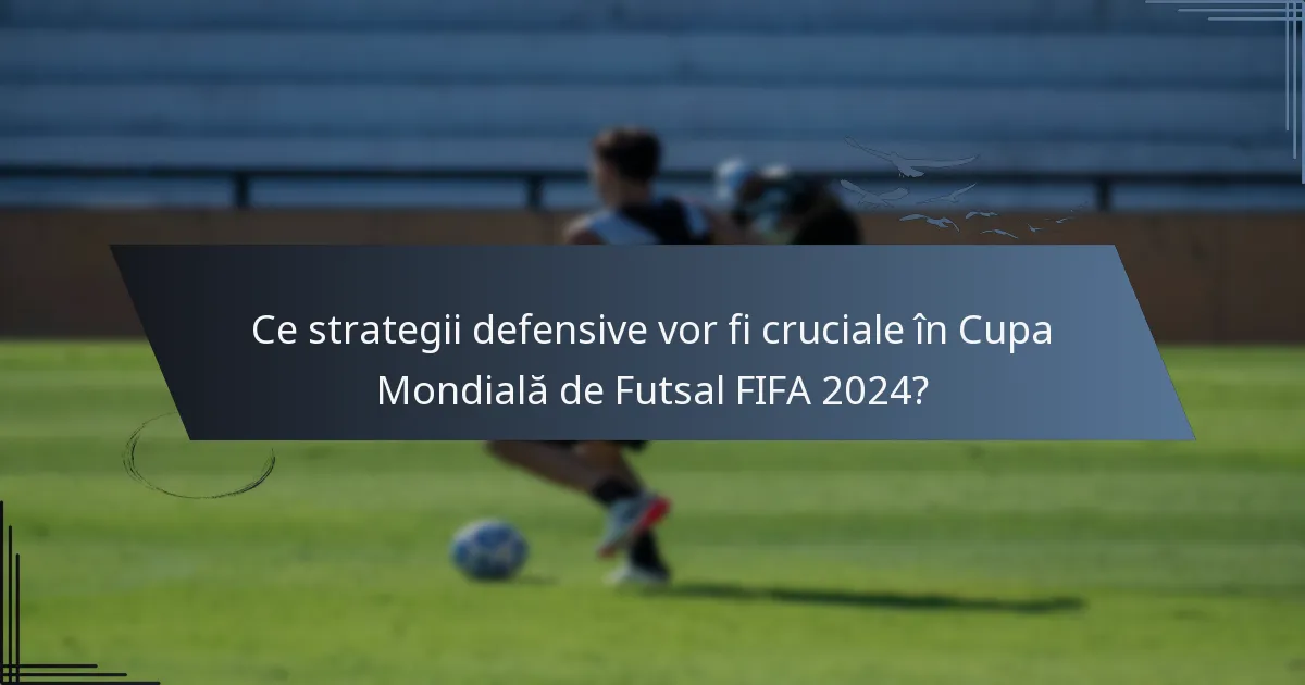 Ce strategii defensive vor fi cruciale în Cupa Mondială de Futsal FIFA 2024?