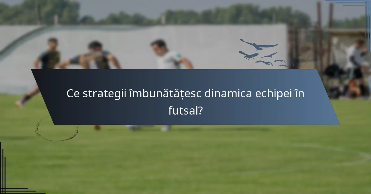 Ce strategii îmbunătățesc dinamica echipei în futsal?