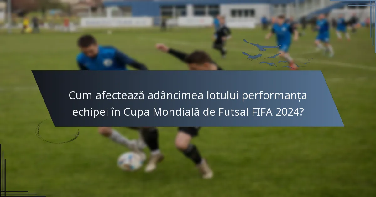 Cum afectează adâncimea lotului performanța echipei în Cupa Mondială de Futsal FIFA 2024?