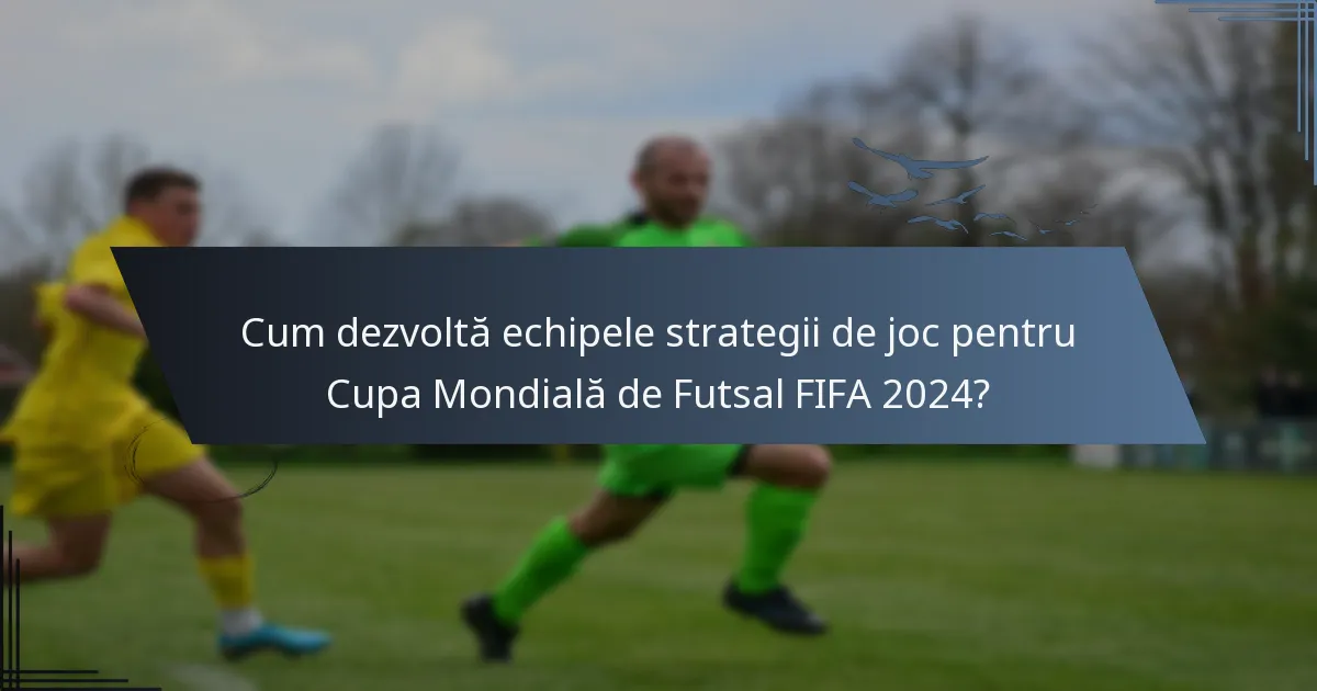 Cum dezvoltă echipele strategii de joc pentru Cupa Mondială de Futsal FIFA 2024?
