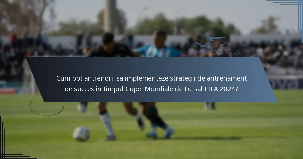 Cum pot antrenorii să implementeze strategii de antrenament de succes în timpul Cupei Mondiale de Futsal FIFA 2024?