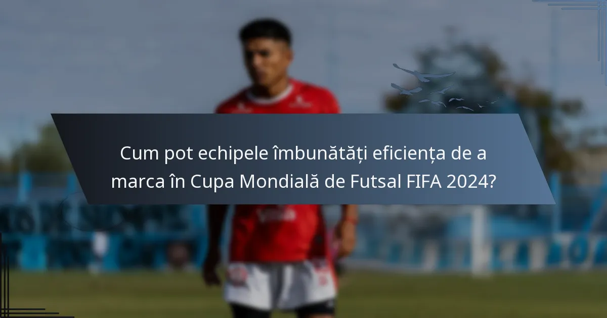 Cum pot echipele îmbunătăți eficiența de a marca în Cupa Mondială de Futsal FIFA 2024?