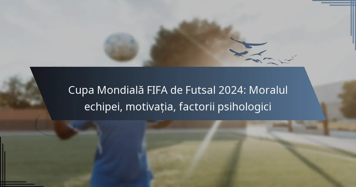 Cupa Mondială FIFA de Futsal 2024: Moralul echipei, motivația, factorii psihologici