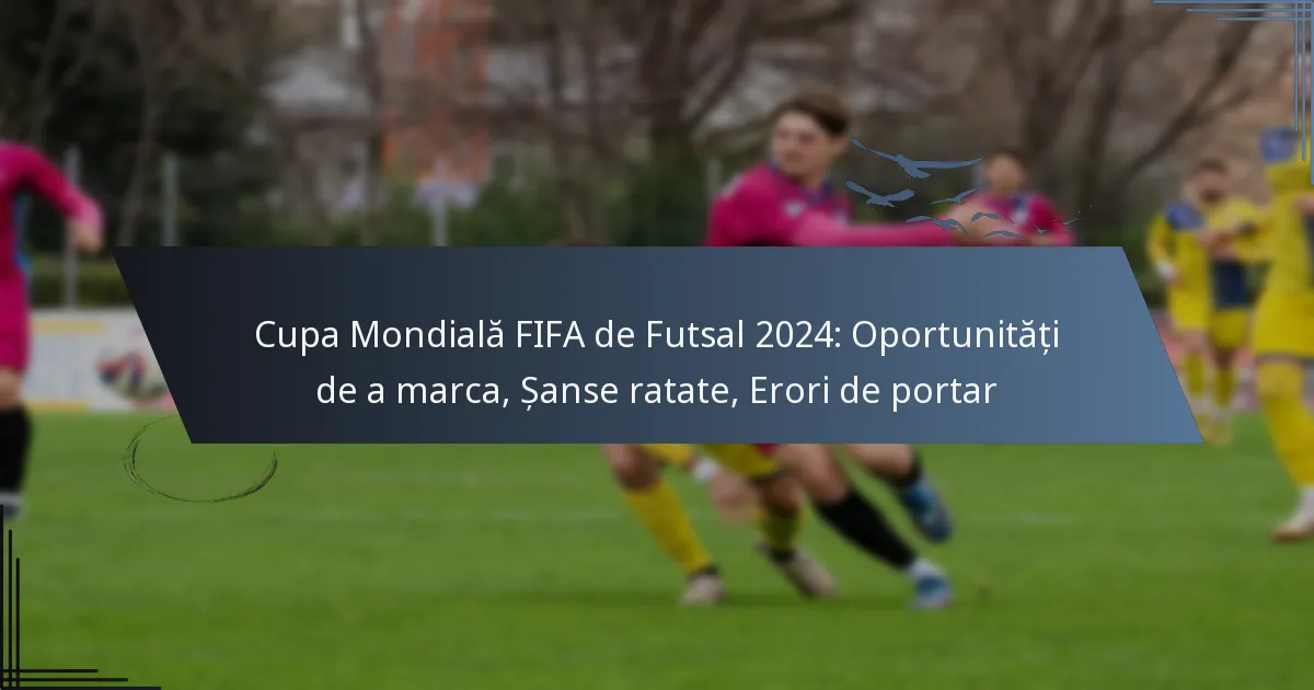 Cupa Mondială FIFA de Futsal 2024: Oportunități de a marca, Șanse ratate, Erori de portar