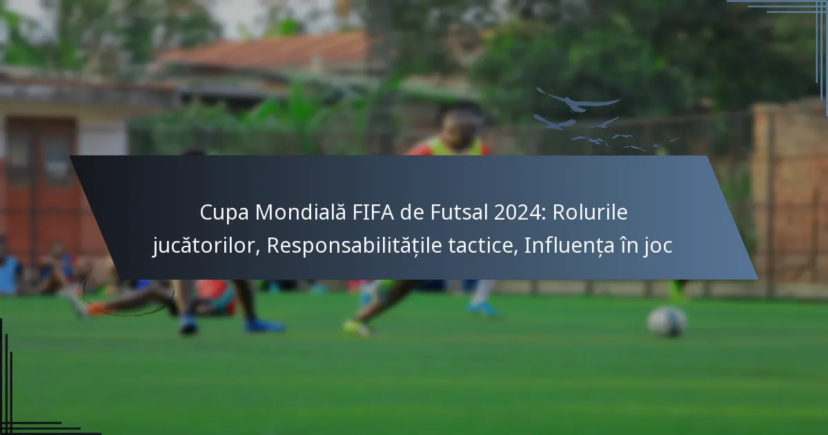 Cupa Mondială FIFA de Futsal 2024: Rolurile jucătorilor, Responsabilitățile tactice, Influența în joc